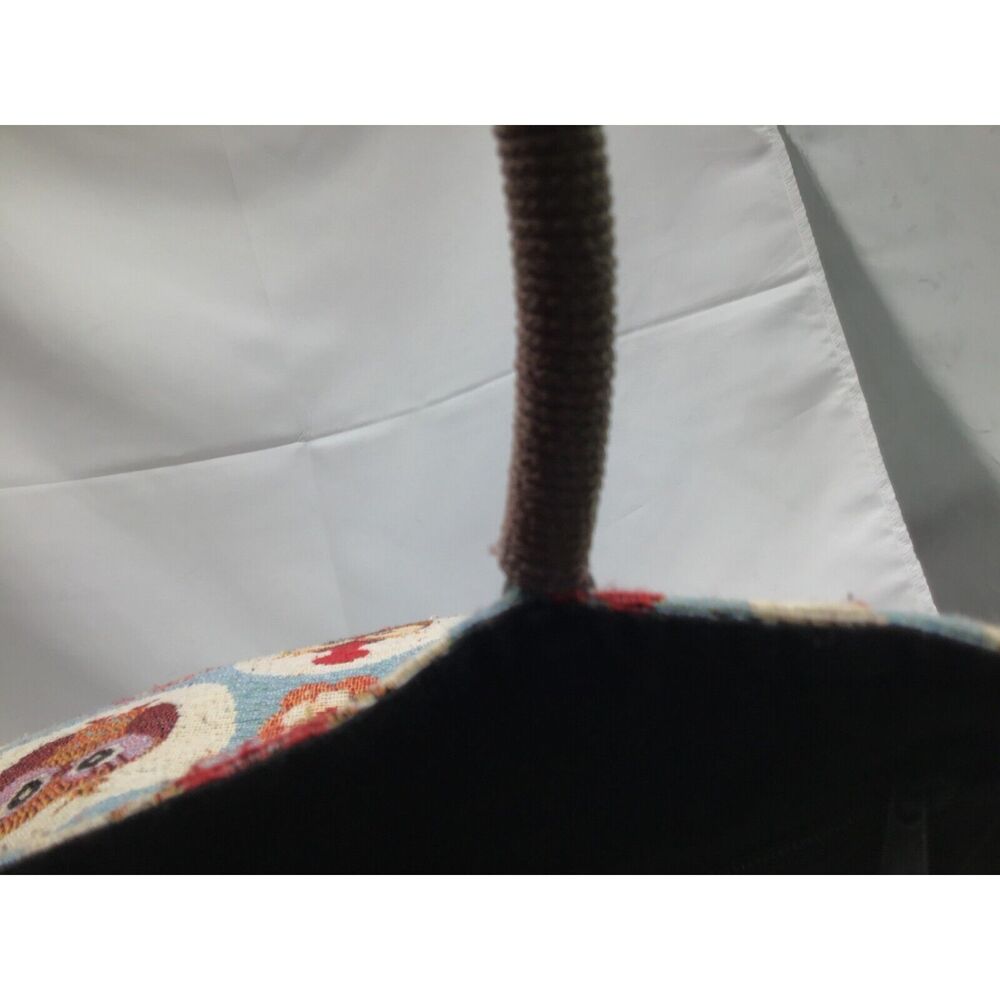 Owl Canvas Tote Handbag Zipper Lined Wooden Beads Shoulder Bag - Picture 5 of 10